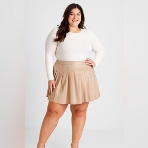 Curve Plus Size Faux Pleated Mini Skirt Lined Shorts Style